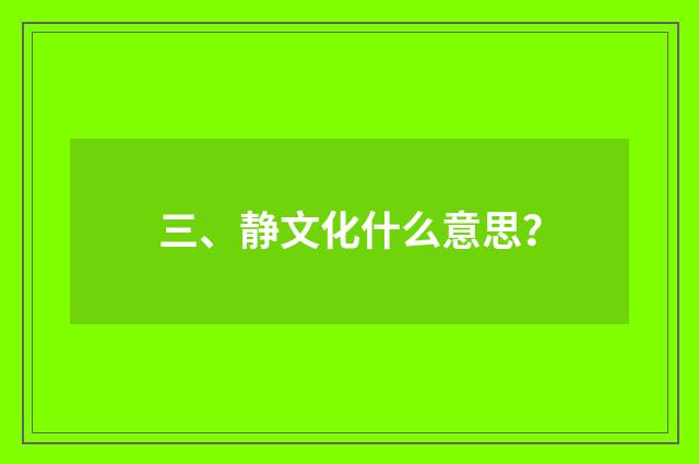 三、静文化什么意思?