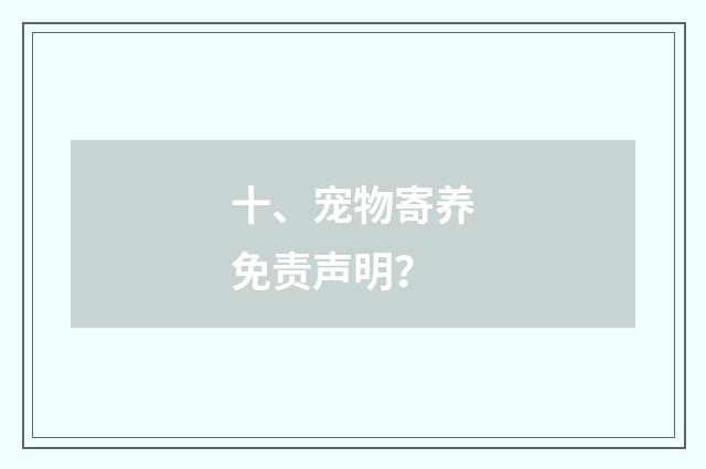 十、宠物寄养免责声明？