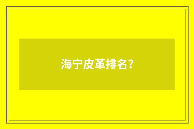海宁皮革排名？
