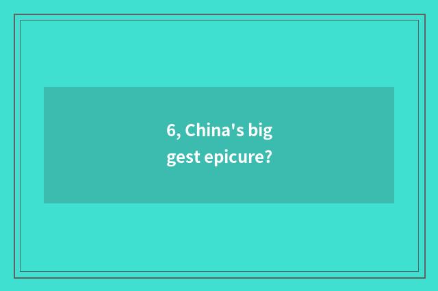 6, China's biggest epicure?