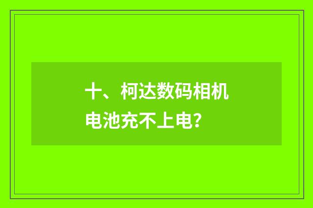 十、柯达数码相机电池充不上电?