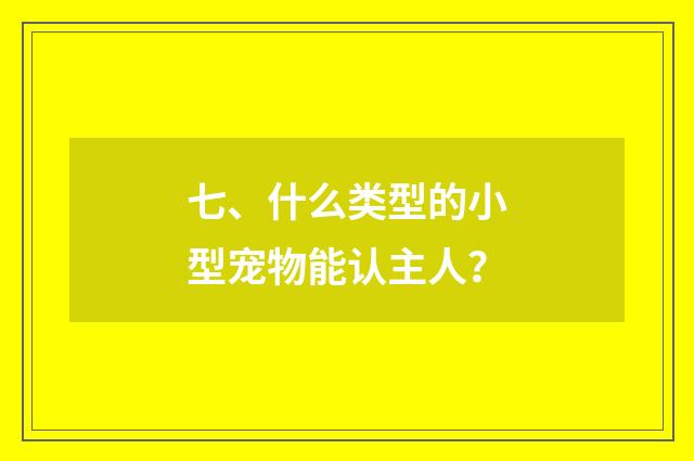 七、什么类型的小型宠物能认主人？