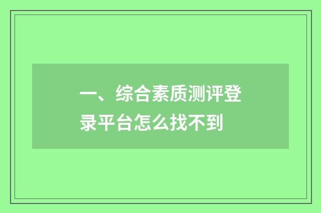 一、综合素质测评登录平台怎么找不到