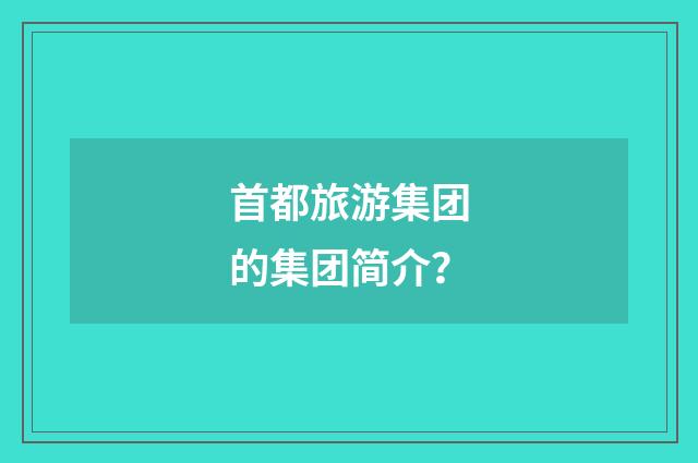 首都旅游集团的集团简介?