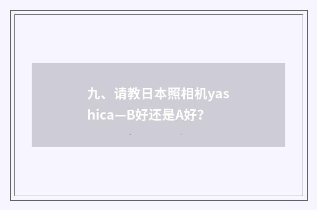 九、请教日本照相机yashica—B好还是A好？