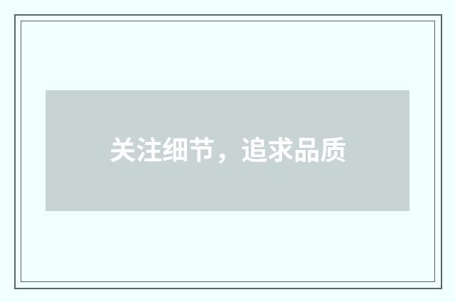 关注细节，追求品质