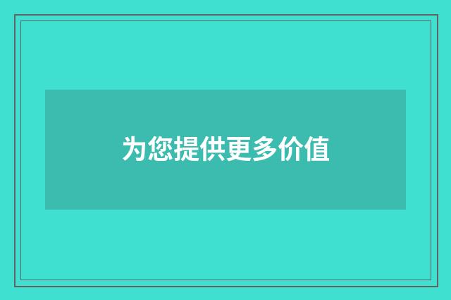 为您提供更多价值