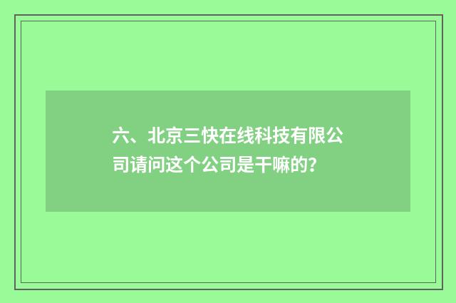 六、北京三快在线科技有限公司请问这个公司是干嘛的?