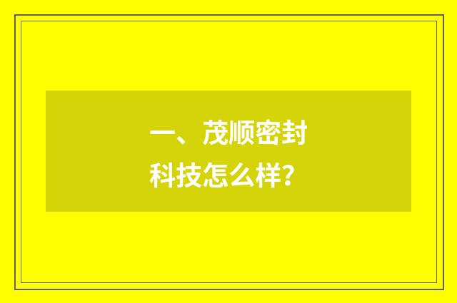 一、茂顺密封科技怎么样?