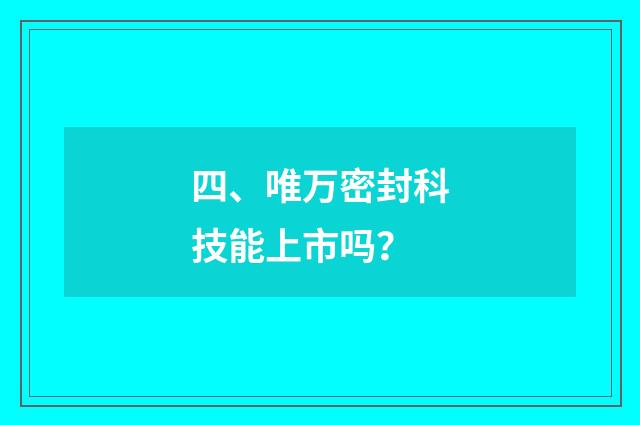 四、唯万密封科技能上市吗？
