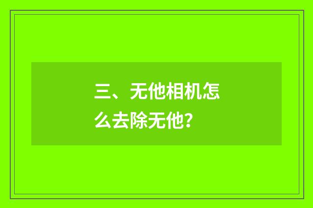 三、无他相机怎么去除无他?