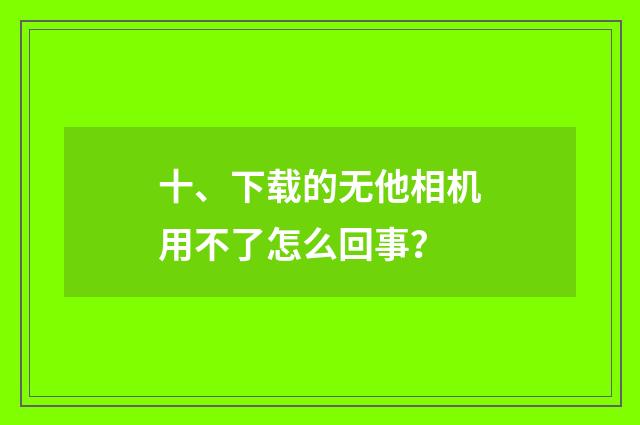 十、下载的无他相机用不了怎么回事？