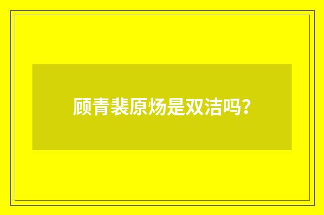 顾青裴原炀是双洁吗?