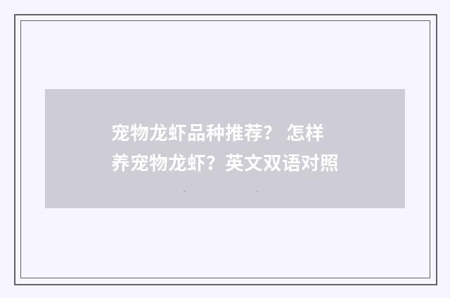 宠物龙虾品种推荐? 怎样养宠物龙虾?英文双语对照