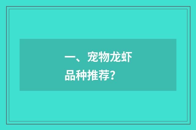 一、宠物龙虾品种推荐？