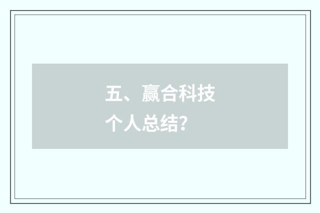 五、赢合科技个人总结?