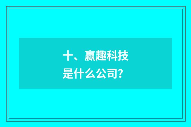 十、赢趣科技是什么公司？