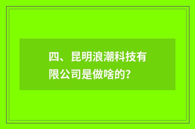 四、昆明浪潮科技有限公司是做啥的?