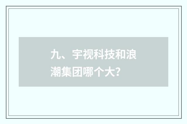 九、宇视科技和浪潮集团哪个大?