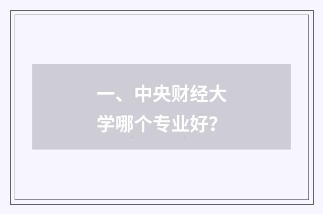 一、中央财经大学哪个专业好？