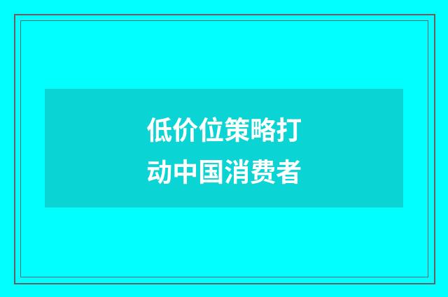 低价位策略打动中国消费者