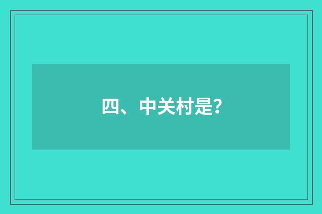 四、中关村是?