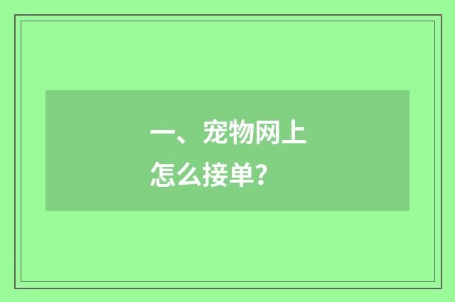 一、宠物网上怎么接单?