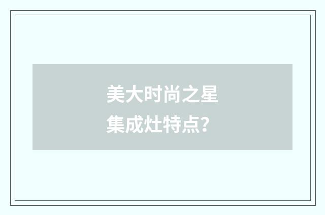美大时尚之星集成灶特点？