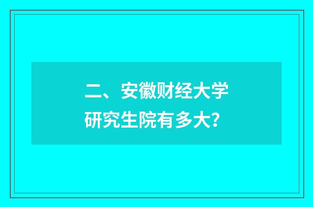 二、安徽财经大学研究生院有多大？