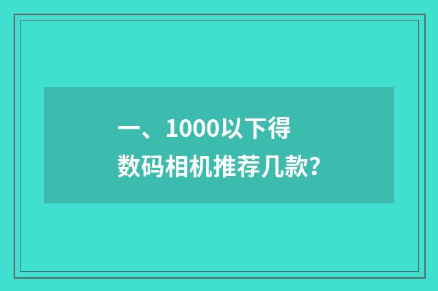 一、1000以下得数码相机推荐几款?