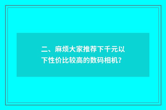 二、麻烦大家推荐下千元以下性价比较高的数码相机?
