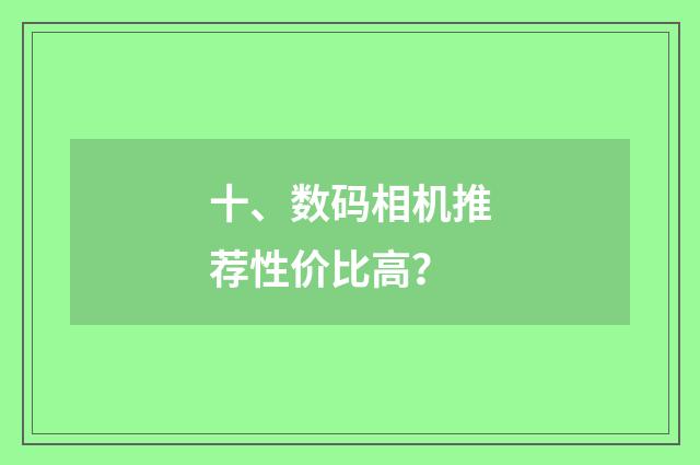 十、数码相机推荐性价比高？