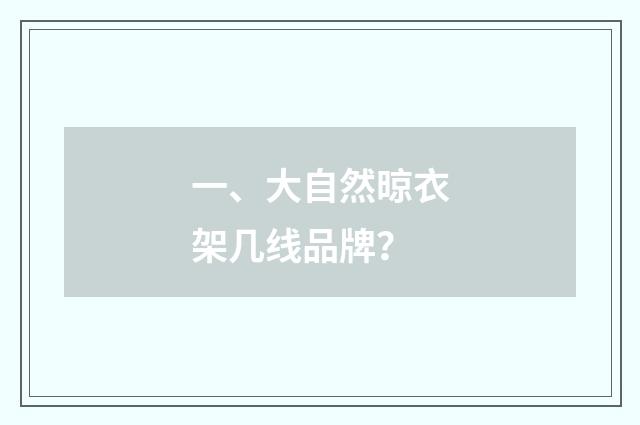 一、大自然晾衣架几线品牌?