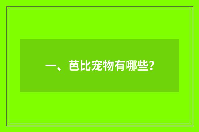 一、芭比宠物有哪些？