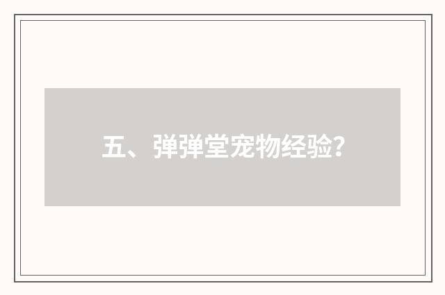五、弹弹堂宠物经验？