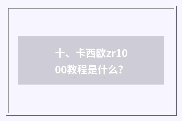 十、卡西欧zr1000教程是什么？