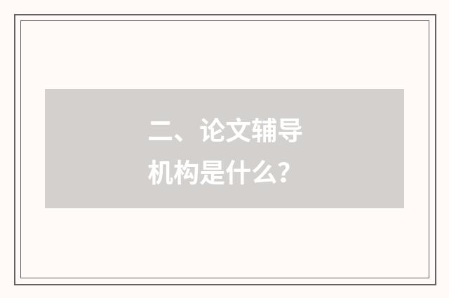二、论文辅导机构是什么？