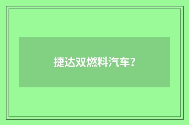 捷达双燃料汽车?