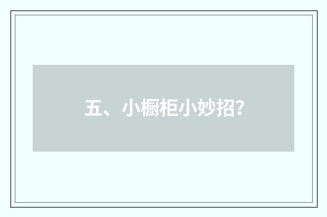 五、小橱柜小妙招？