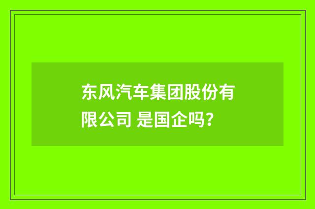 东风汽车集团股份有限公司 是国企吗?