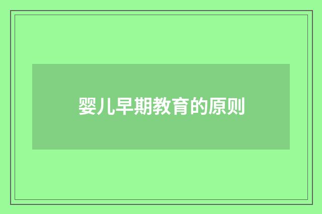 婴儿早期教育的原则