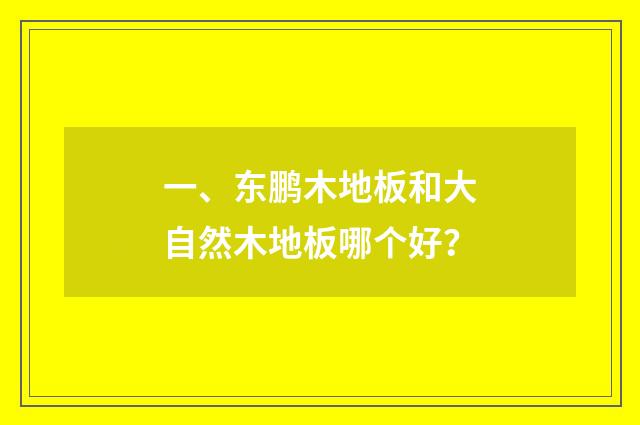 一、东鹏木地板和大自然木地板哪个好？