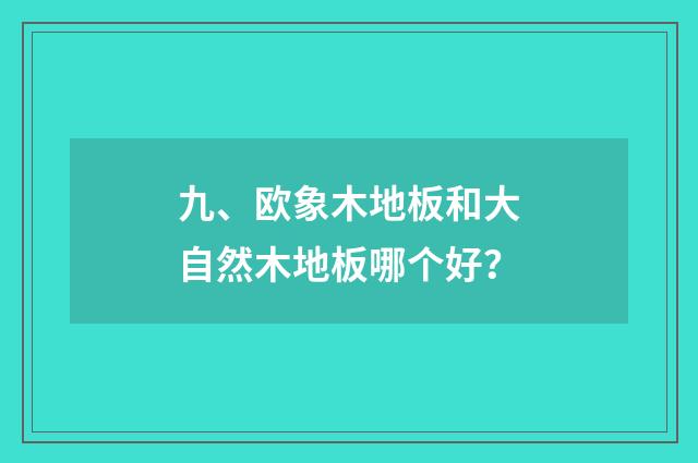 九、欧象木地板和大自然木地板哪个好?