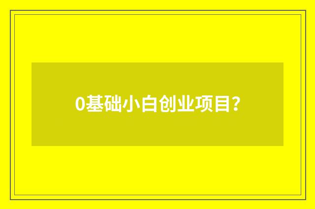 0基础小白创业项目?