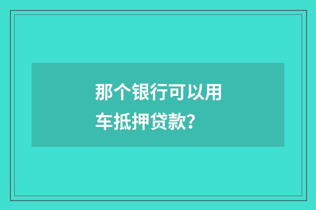 那个银行可以用车抵押贷款？