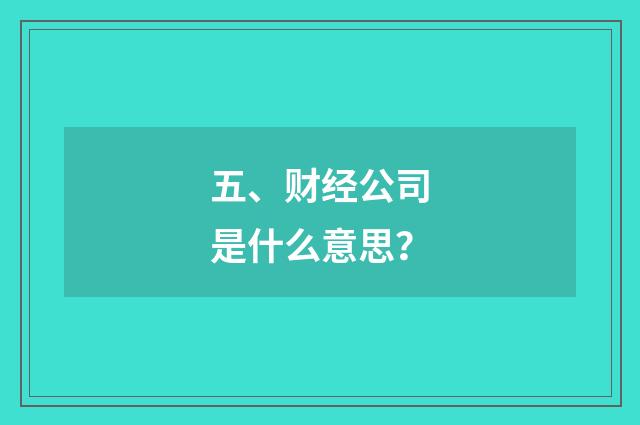 五、财经公司是什么意思?