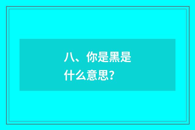 八、你是黑是什么意思?