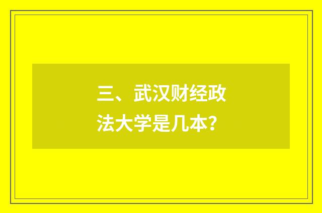 三、武汉财经政法大学是几本？