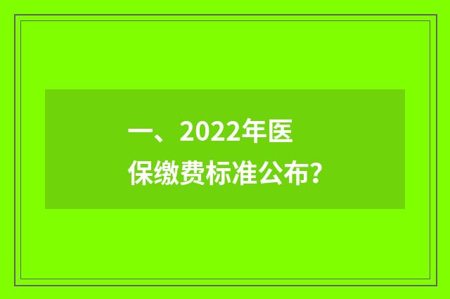 一、2022年医保缴费标准公布?