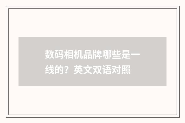 数码相机品牌哪些是一线的?英文双语对照